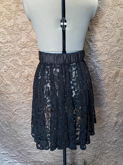 Black Lace Overskirt Bustle - Gothic Steampunk - Floral Belt Accessory
