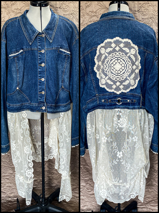 Denim Jacket with Lace Skirt Size 30 w