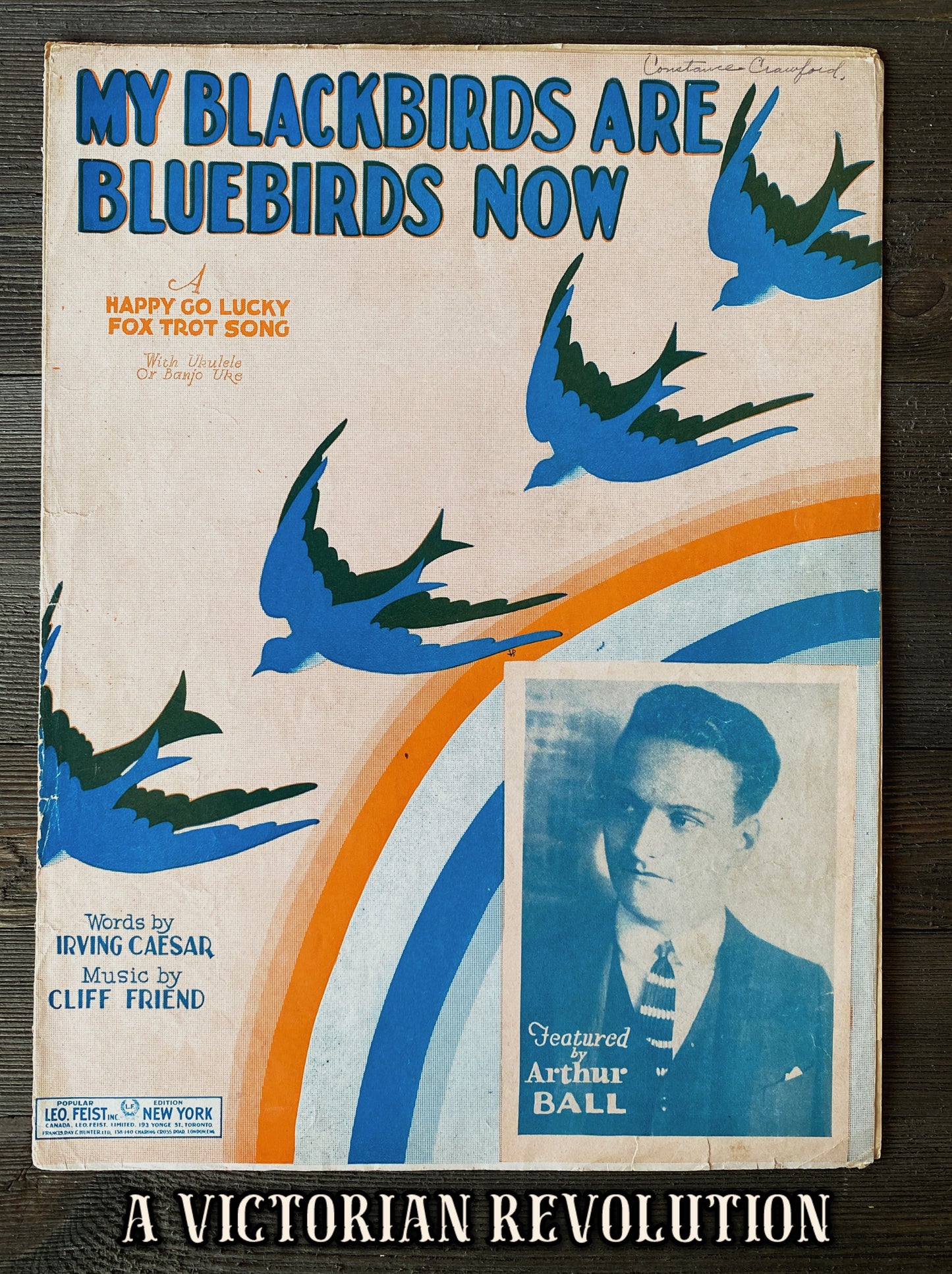 My Blackbirds Are Bluebirds Now - Leo. Feist - Irving Caesar and Cliff Friend - Vintage Jazz Age - Sheet Music - 1928