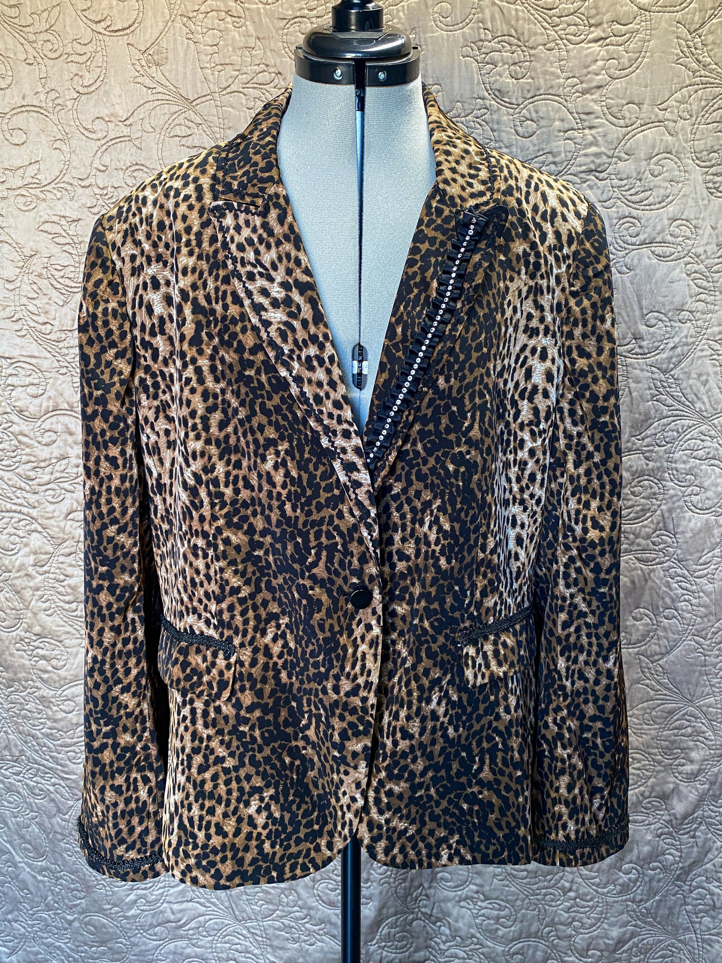 Leopard Print Blazer, Animal Print - Funky Glam - Large