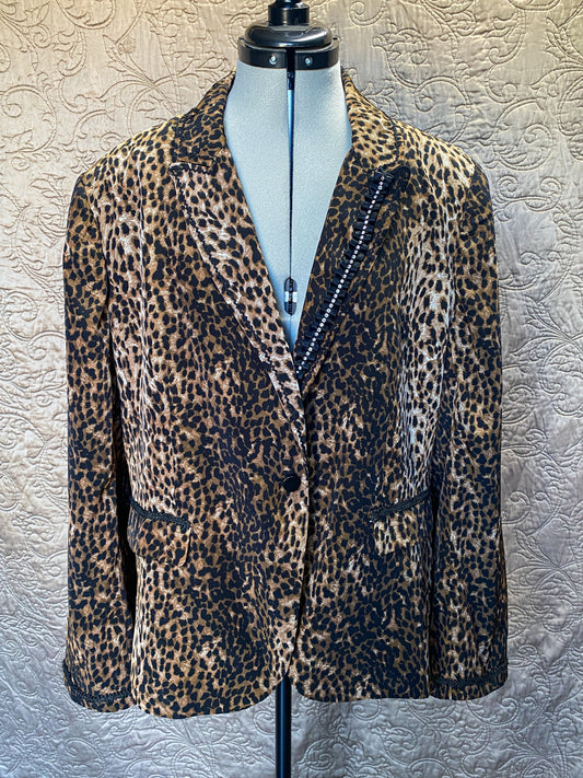 Leopard Print Blazer, Animal Print - Funky Glam - Large