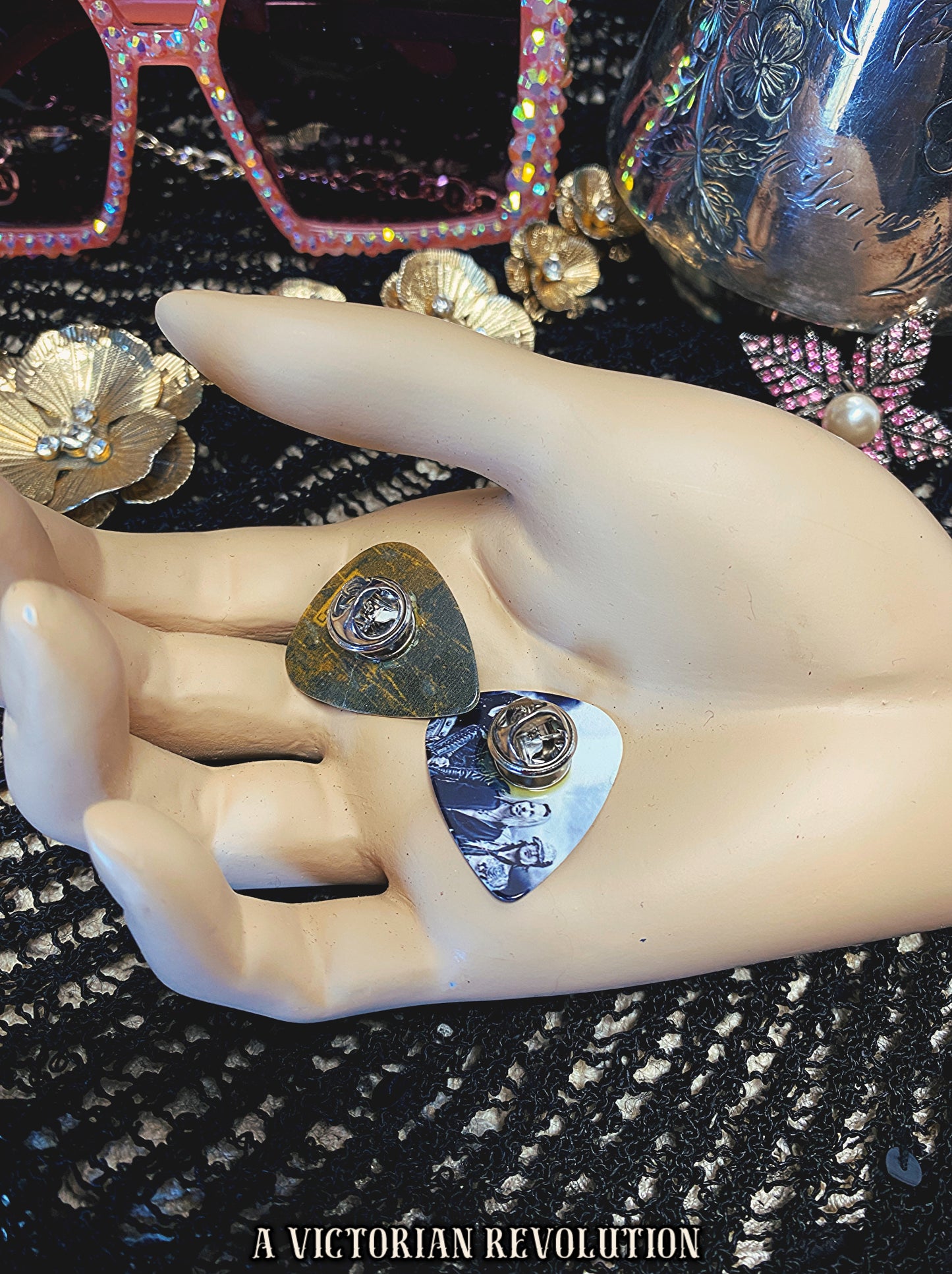 AC/DC Handmade Guitar Pick Pin - Upcycled Rock & Roll Accessory - Custom Hand-Crafted Music Jewelry - Genuine Guitar Pick Brooch