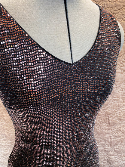 Bronze Metallic Joseph Ribkoff Glam Tank Top - V-Neck - Elegant Cocktail Party Shirt - New - Size 2