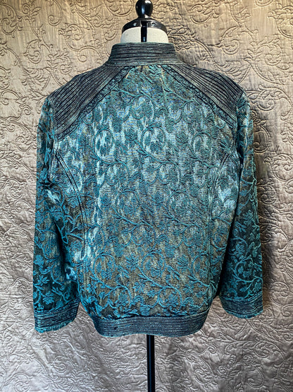 Teal green oriental style jacket - Coldwater Creek - Quirky, Elegant, Artsy, Festival - Large
