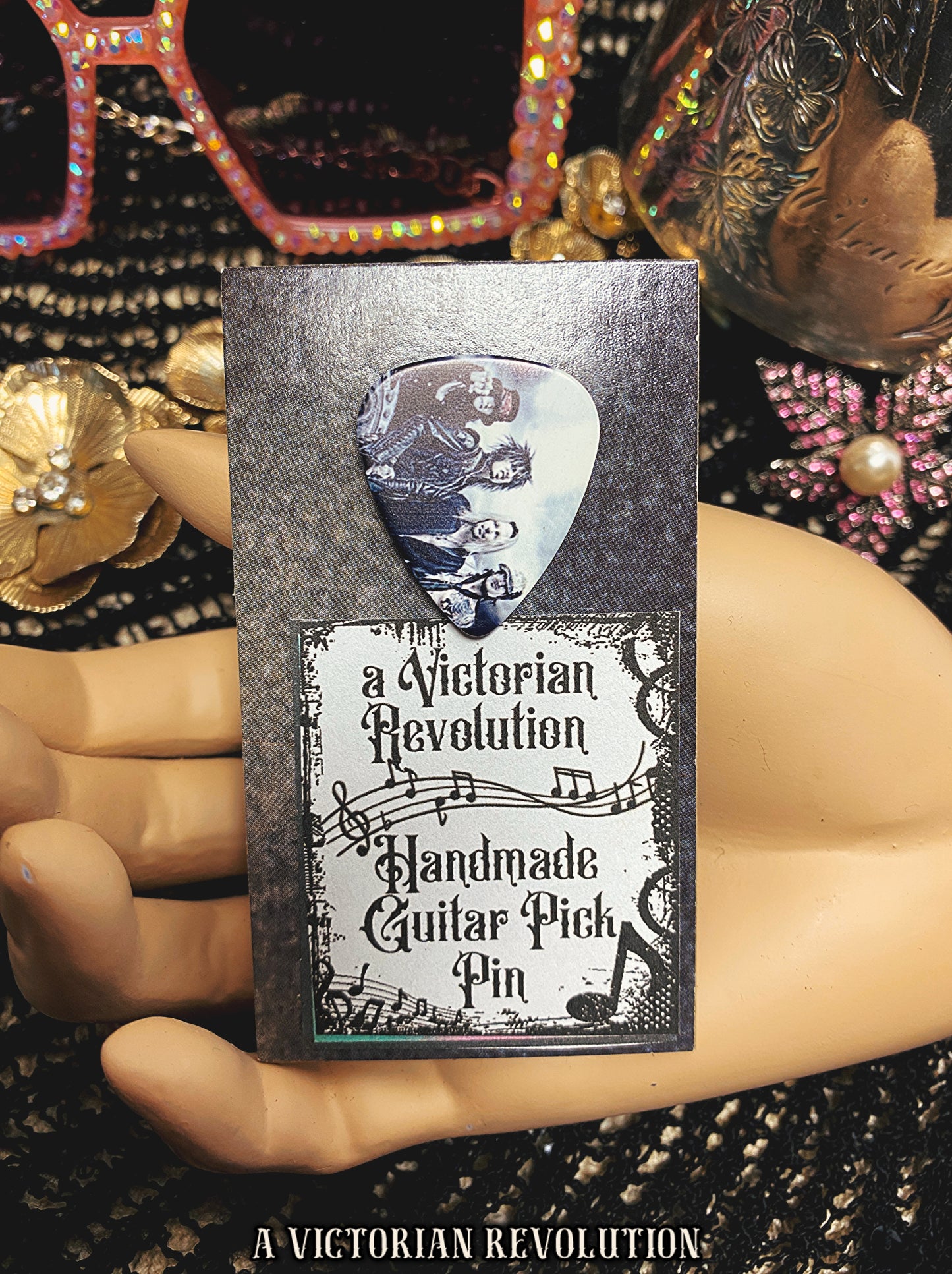 Handmade Mötley Crüe Upcycled Guitar Pick Pin - Classic Rock Band Accessory - Unique Music Fan Gift - Repurposed Stage Style Jewelry