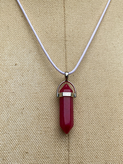 Magenta Pink Hexagonal Point Pendant Necklace - Funky Bohemian Style
