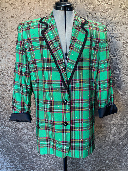 Green Plaid Jacket with Sparkles Large