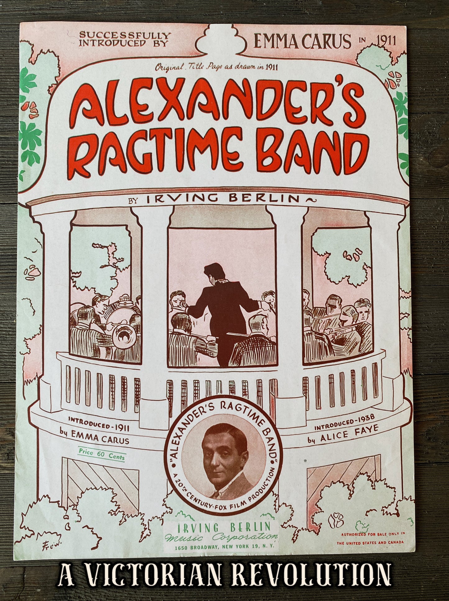 Alexander's Ragtime Band - Twentieth Century-Fox - Emma Carus and Alice Faye - Ragtime - Sheet Music - 1938