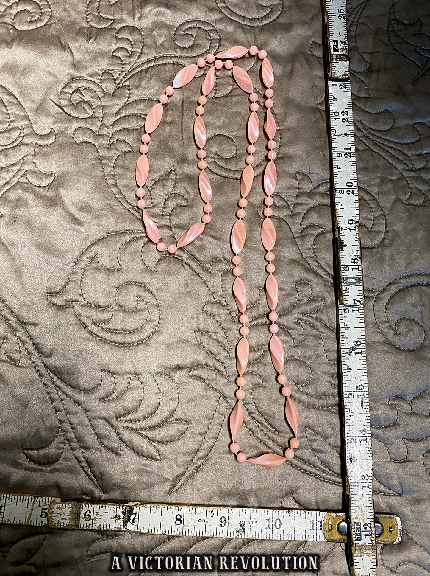 Vintage 1950s Pink Moonglow Lucite Twisted Bead Necklace Mid Century Rockabilly Costume Jewelry