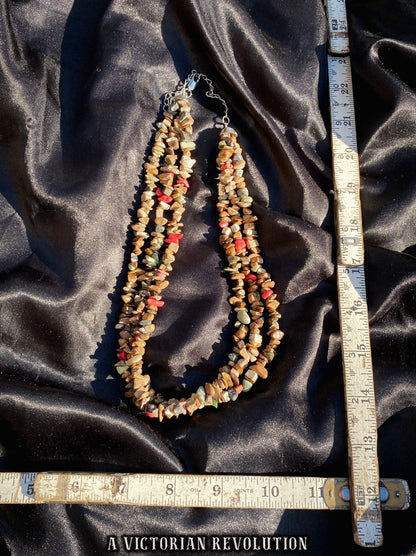 Multi-Strand Earthy Red Creek Jasper Necklace