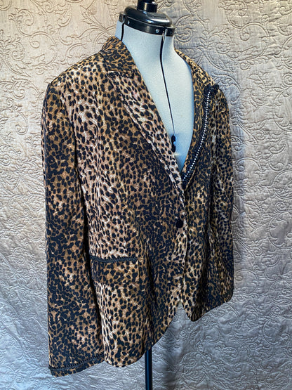 Leopard Print Blazer, Animal Print - Funky Glam - Large