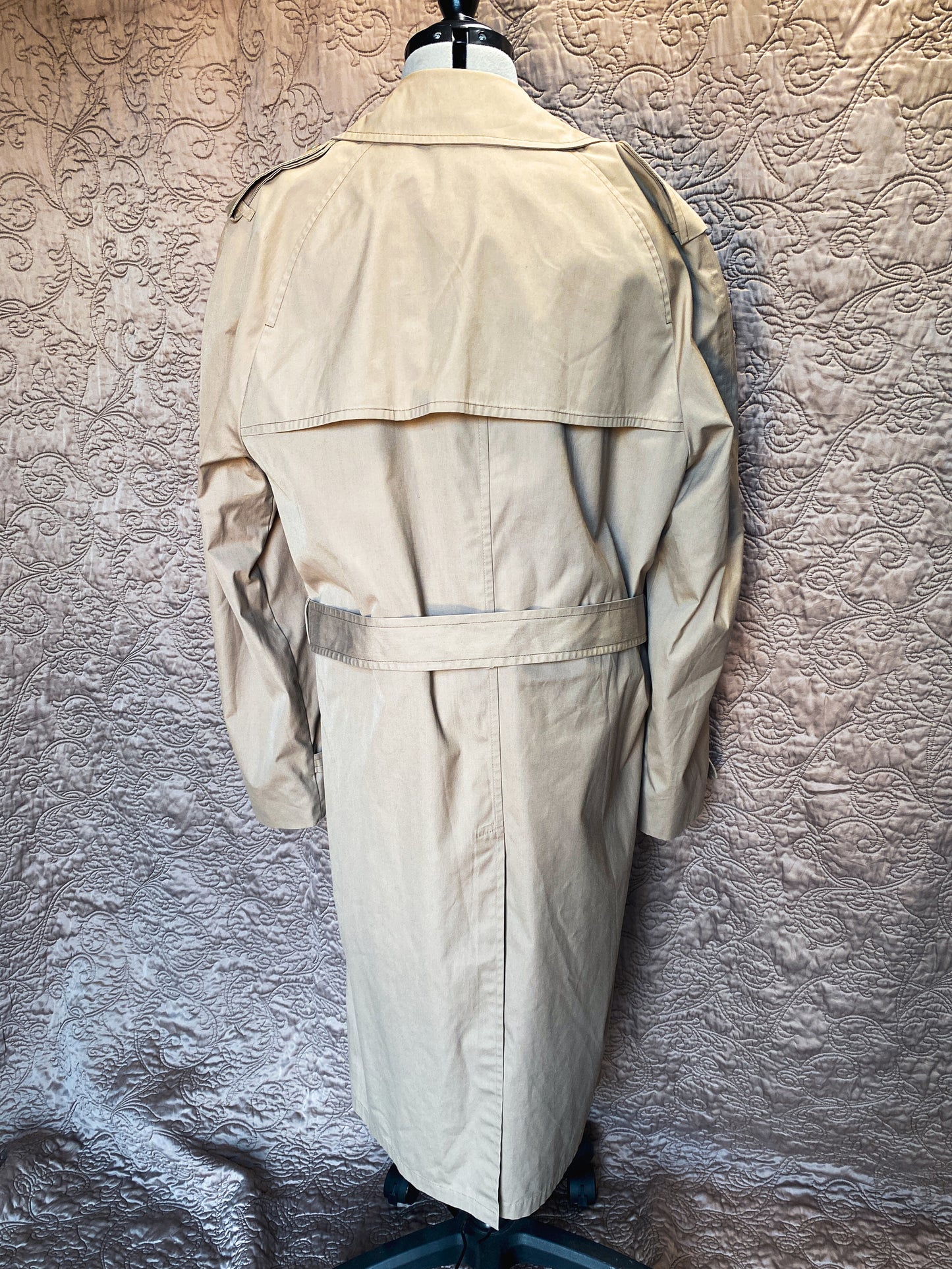 Vintage Tan London Fog Double Breasted Trench Maincoat - Belted Waist, Zip-out Liner, Classic Style, Retro Raincoat - Size 42 Ex-Long
