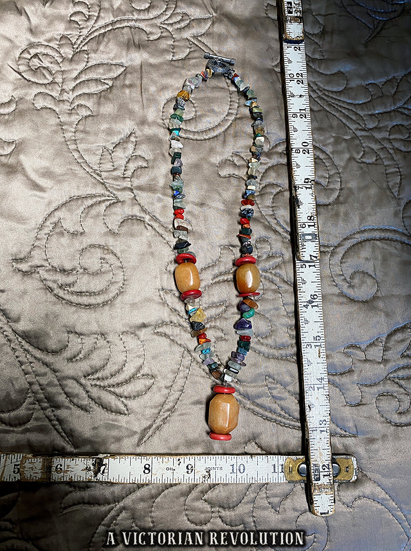 Multi Stone Chakra Necklace - Red Aventurine, Amethyst, Citrine + Fluorite - Healing Crystal Jewelry - Natural Gemstones