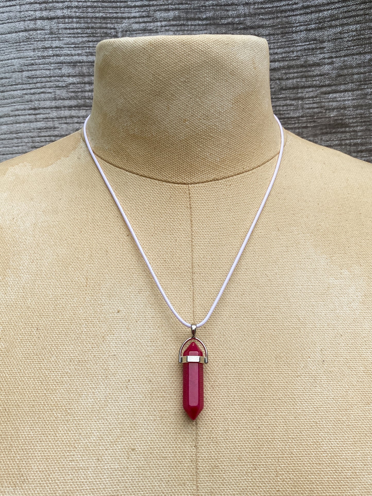 Magenta Pink Hexagonal Point Pendant Necklace - Funky Bohemian Style