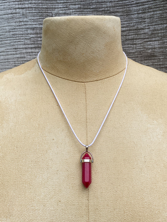 Magenta Pink Hexagonal Point Pendant Necklace - Funky Bohemian Style