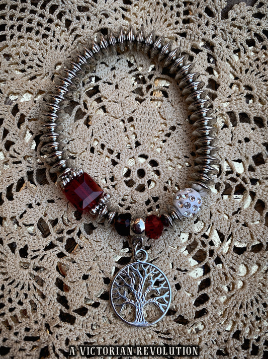 Unique Tree of Life Charm Bead Bracelet - Modern Eclectic Style