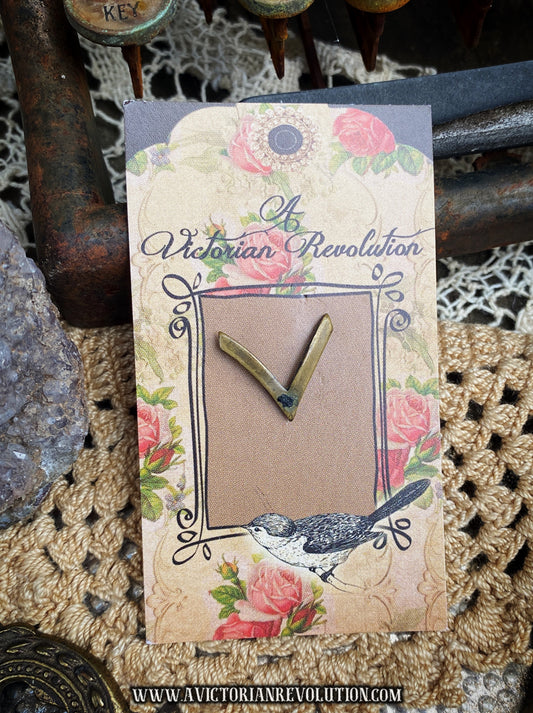 Antique Brass Chevron V Pin, Minimalist V-Shape Lapel Pin, Vintage Gold Tone Metal Accessory