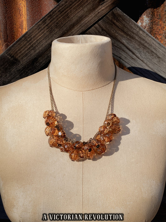 Amber Chunky Bib Necklace, Retro Style