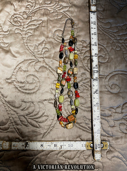 Chakra Necklace - Gemstone Beaded Necklace - Unakite, Picture Jasper, Onyx - Healing Crystal Jewelry - Natural Gemstones