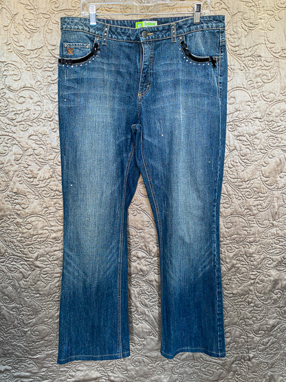 Twenty X Jackson Women's Jeans Lower Rise Slim Fit Bootcut Embellished Jeans - Size 13/14