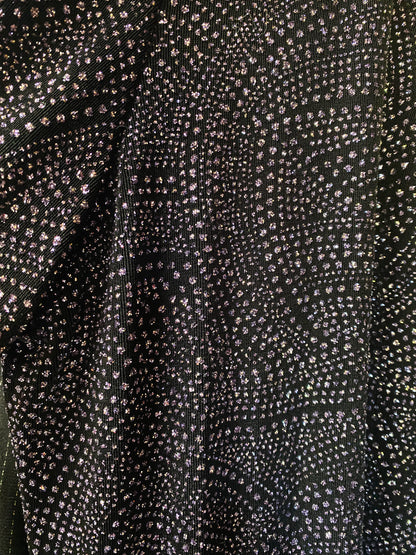 Purple + Black Open Front Sparkle Cardigan - Glitter  Jacket - Lightweight Long Sleeve - Size 12