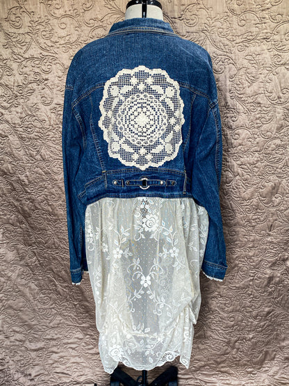 Denim Jacket with Lace Skirt Size 30 w