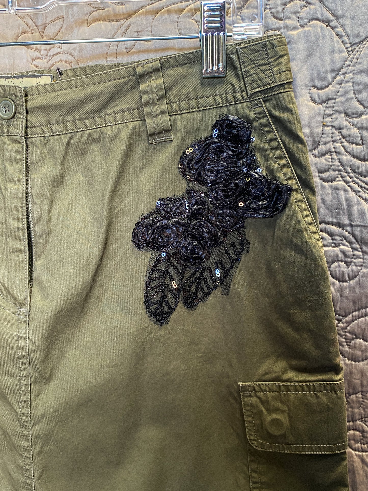 Ladies Cotton Skirt With Floral Sequins - SIZE 6