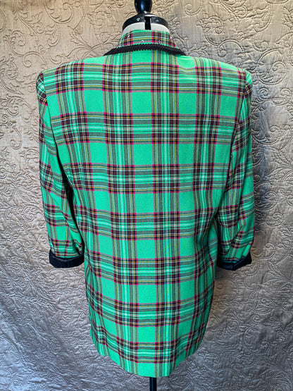 Green Plaid Jacket with Sparkles Large