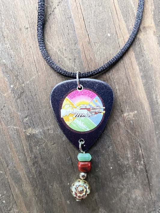 Pink Floyd Wish You Were Here - Guitar Pick Necklace - Handmade Jewelry - Retro Rock Music Style