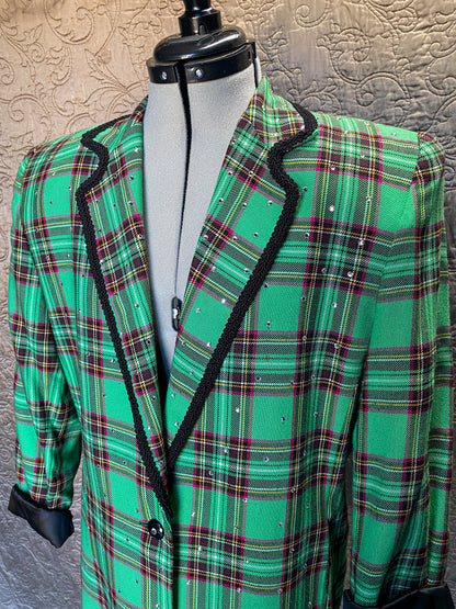 Green Plaid Jacket with Sparkles Large