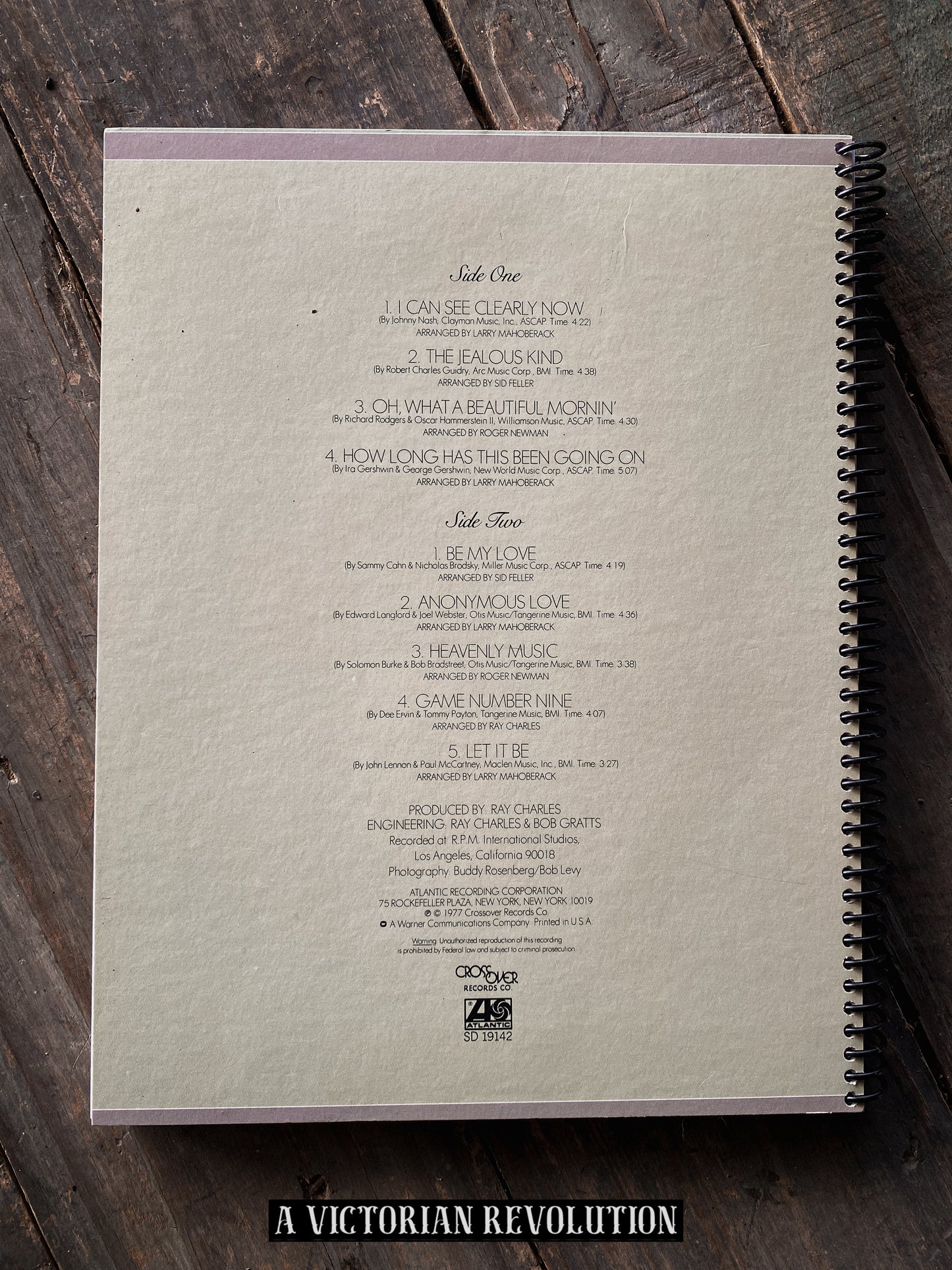 Ray Charles - True to Life - 1977 - Atlantic Records - Soul/R+B - Salvaged + Upcycled Vinyl LP Record Album Cover Notebook