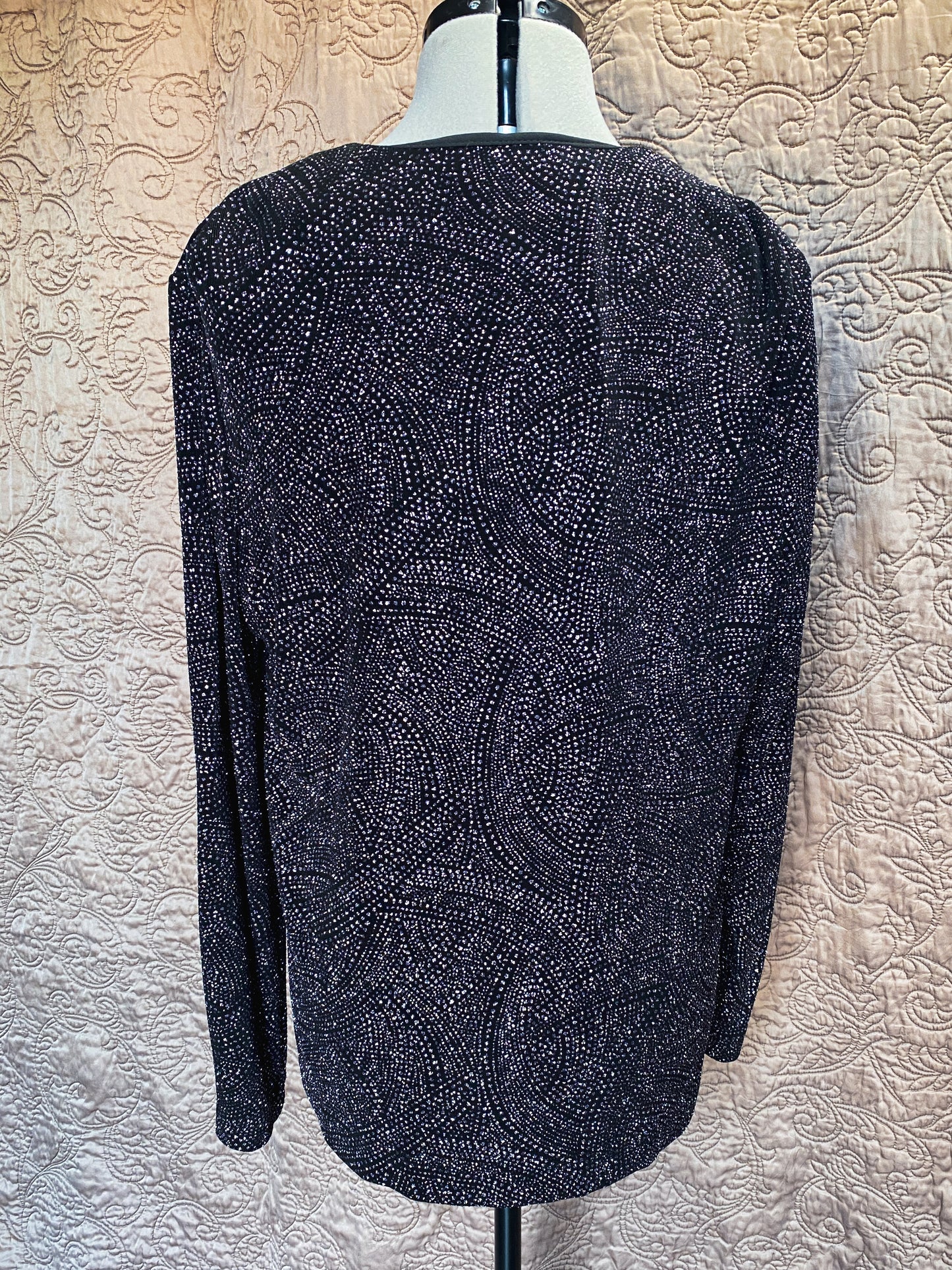 Purple + Black Open Front Sparkle Cardigan - Glitter  Jacket - Lightweight Long Sleeve - Size 12