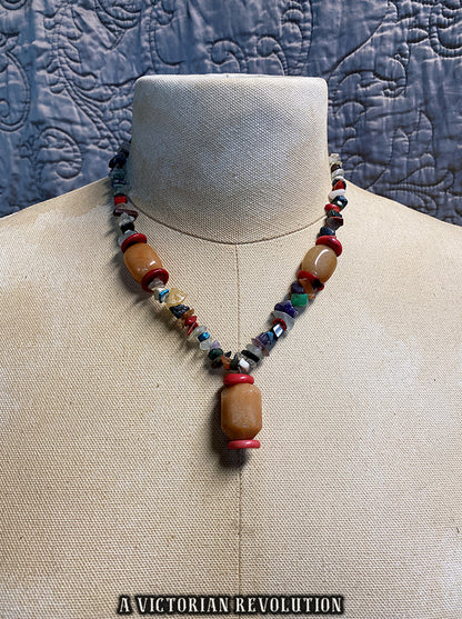 Multi Stone Chakra Necklace - Red Aventurine, Amethyst, Citrine + Fluorite - Healing Crystal Jewelry - Natural Gemstones