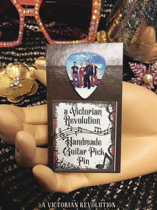 Handmade U2 Band Guitar Pick Pin - Upcycled Rock Music Jewelry - Unique Musician Gift - Alternative Rock Lapel Accessory