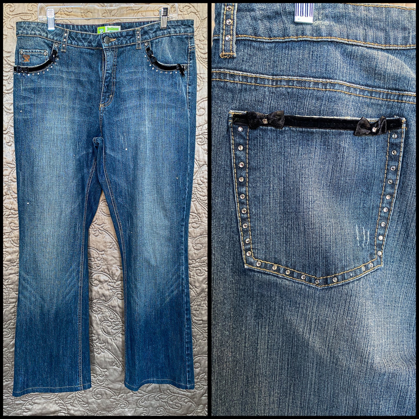 Twenty X Jackson Women's Jeans Lower Rise Slim Fit Bootcut Embellished Jeans - Size 13/14