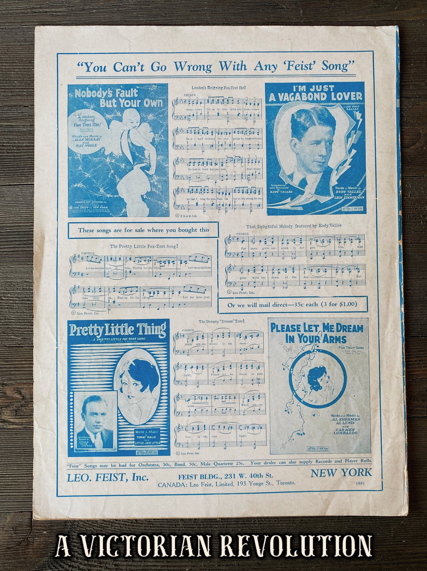 I'm Just a Vagabond Lover - The Rudy Vallée Radio Hour - Rudy Vallée - Romantic Fox Trot - Sheet Music - 1929