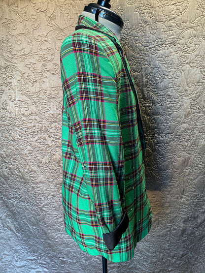 Green Plaid Jacket with Sparkles Large