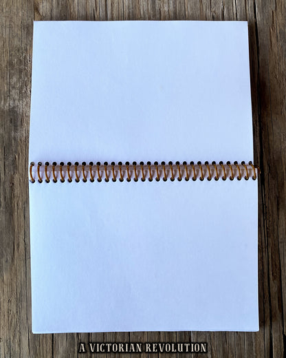 Upcycled Pukka Tea Floral Gold Spiral Notebook, Handmade Recycled Stationery Journal, Feminine Yoga Gift