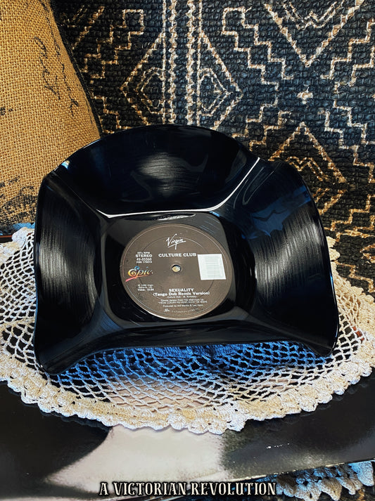 Culture Club - Sexuality (Tango Dub Remix Version) - 1986 - Epic Records - Synth-Pop / New Wave - Salvaged + Upcycled Vinyl LP Record Album - Decorative Bowl