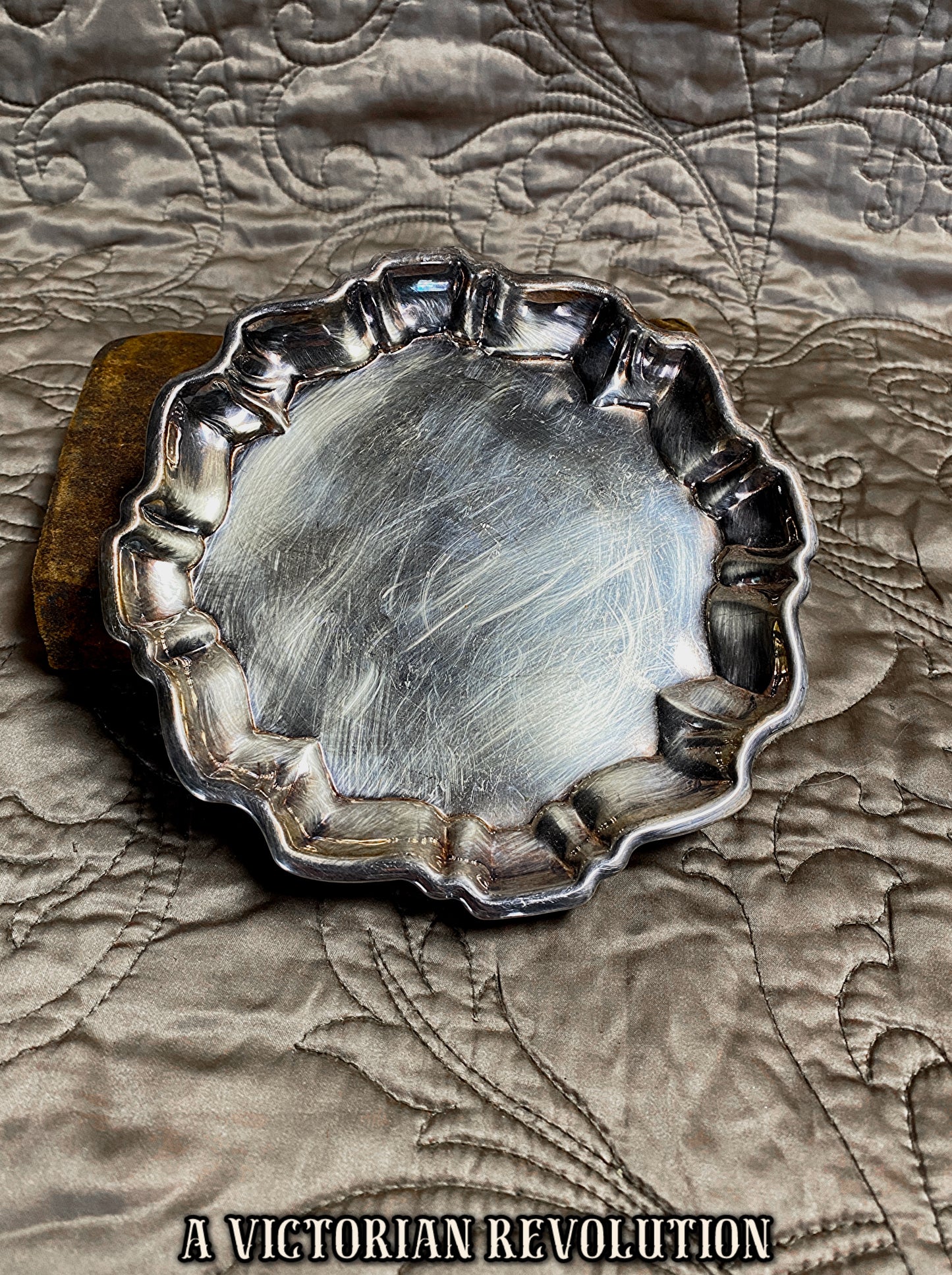 Victorian Revival Silver Plated Ruffled Trinket Dish - Cottagecore - Brocante Style