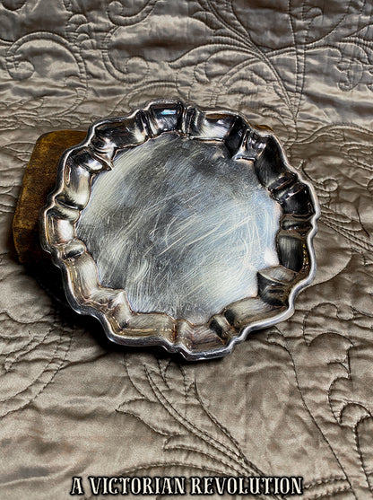 Victorian Revival Silver Plated Ruffled Trinket Dish - Cottagecore - Brocante Style