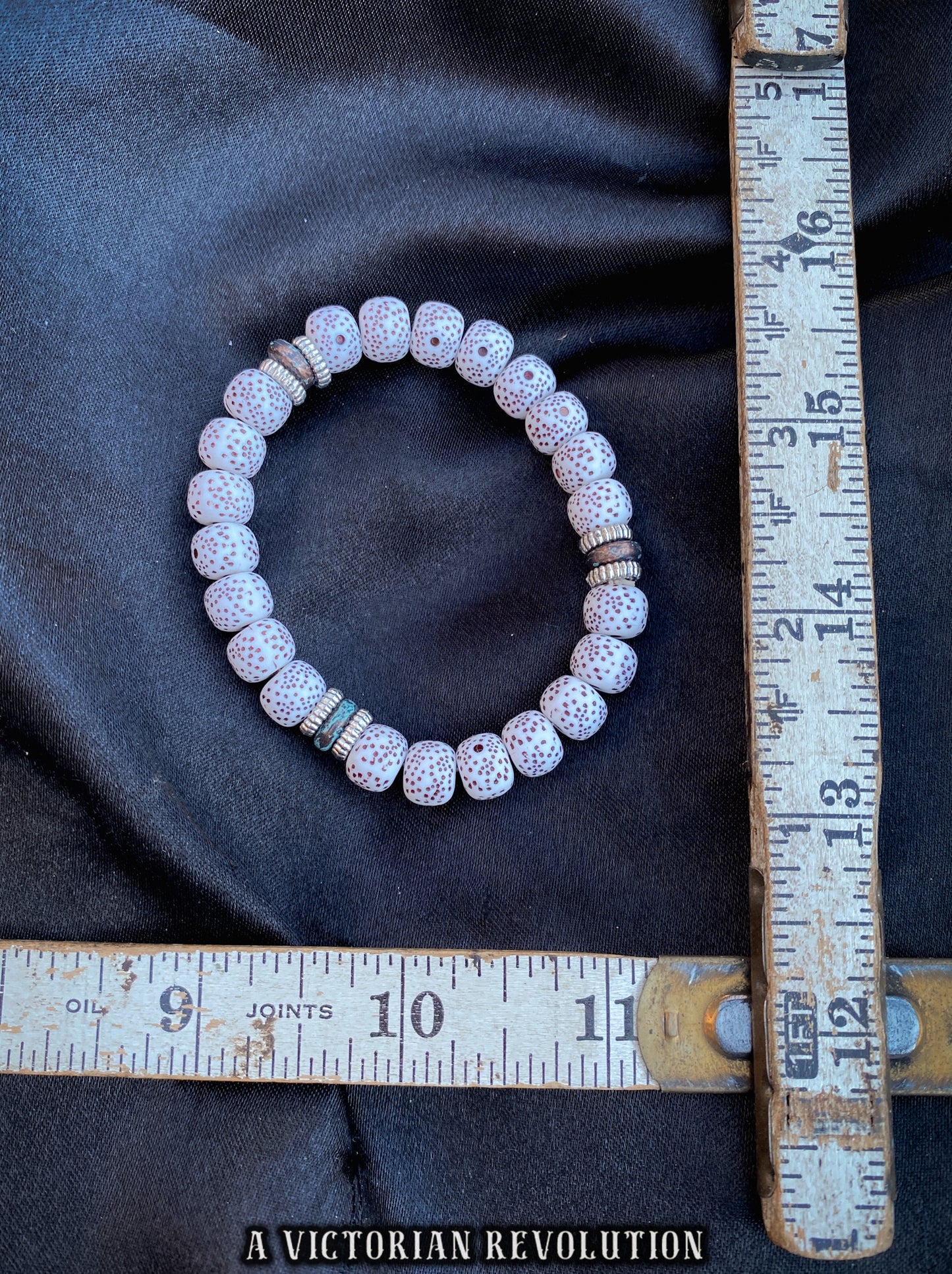 White Spotted Bead Bracelet - Modern Eclectic Style