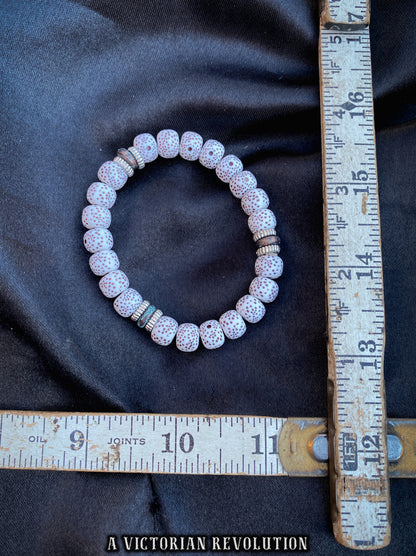 White Spotted Bead Bracelet - Modern Eclectic Style