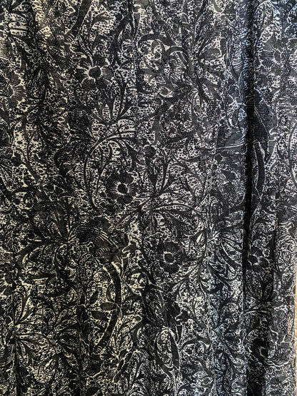 Black and White Floral Skirt - Elastic Waist - Flowy A-Line - Coldwater Creek, Bohemian, Classic, Casual - Size XL/16