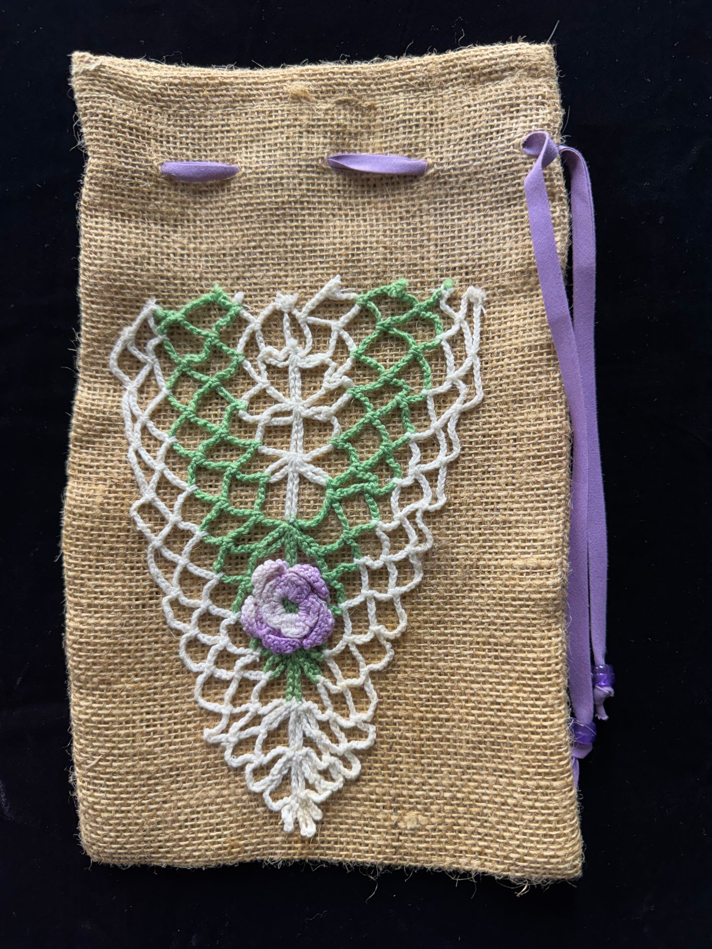 Drawstring Bag with Purple Flower
