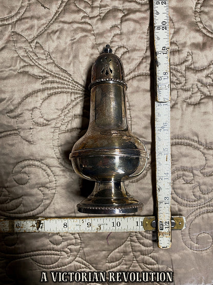Antique Late Victorian Silver Plated Muffineer Sugar Caster - Engraved Shabby Chic Farmhouse Decor