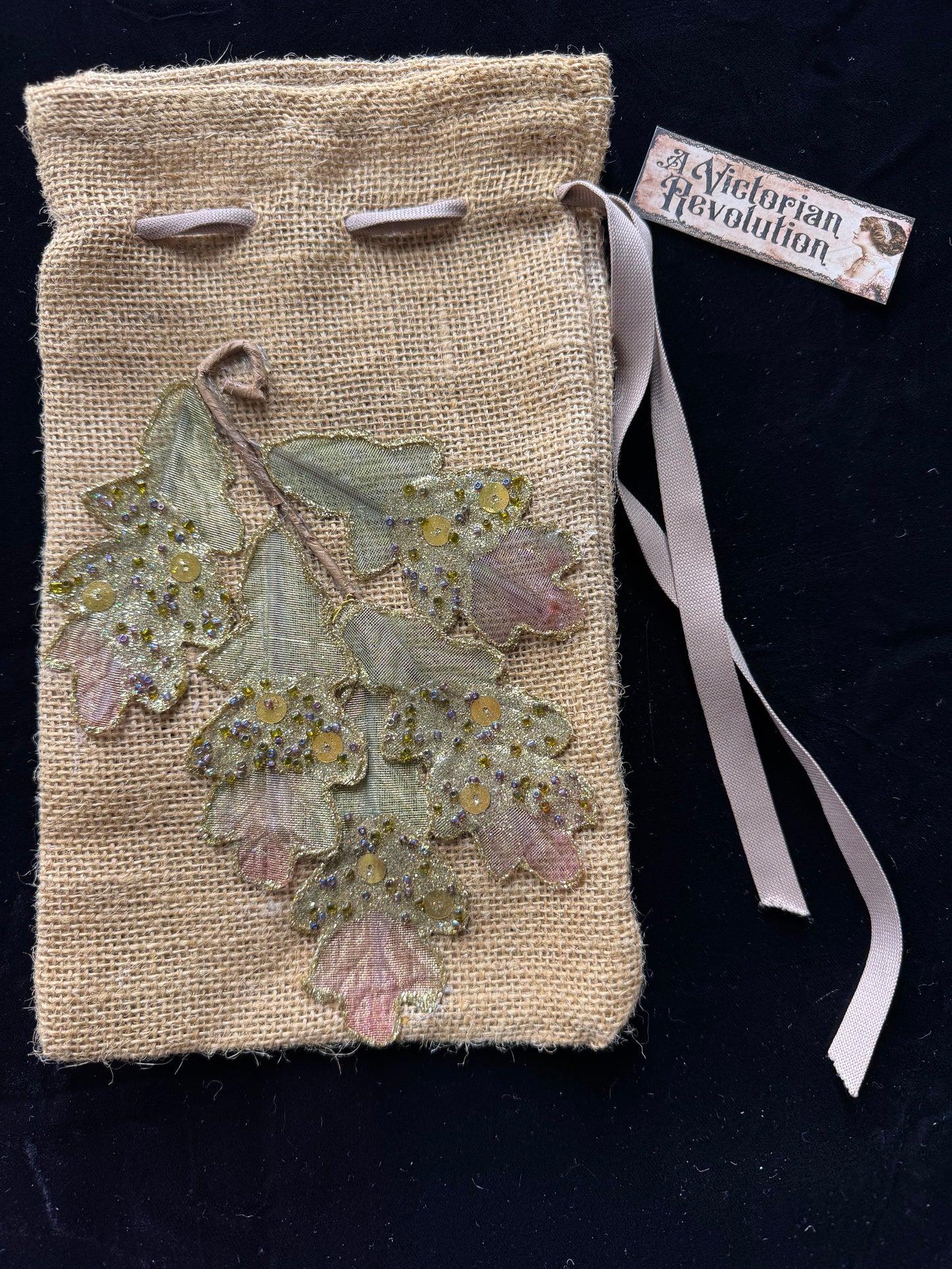 Drawstring bag with Autumn Leaf