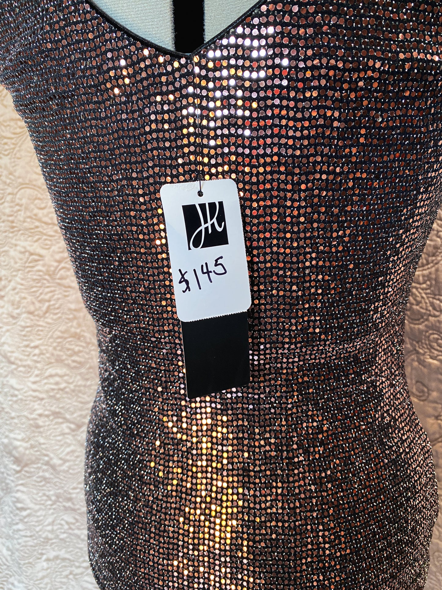 Bronze Metallic Joseph Ribkoff Glam Tank Top - V-Neck - Elegant Cocktail Party Shirt - New - Size 2