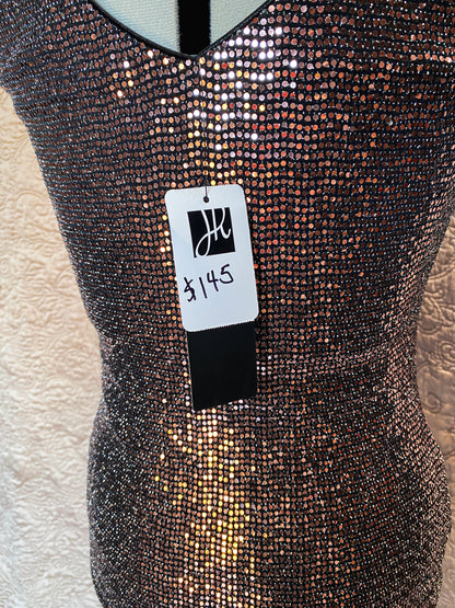 Bronze Metallic Joseph Ribkoff Glam Tank Top - V-Neck - Elegant Cocktail Party Shirt - New - Size 2