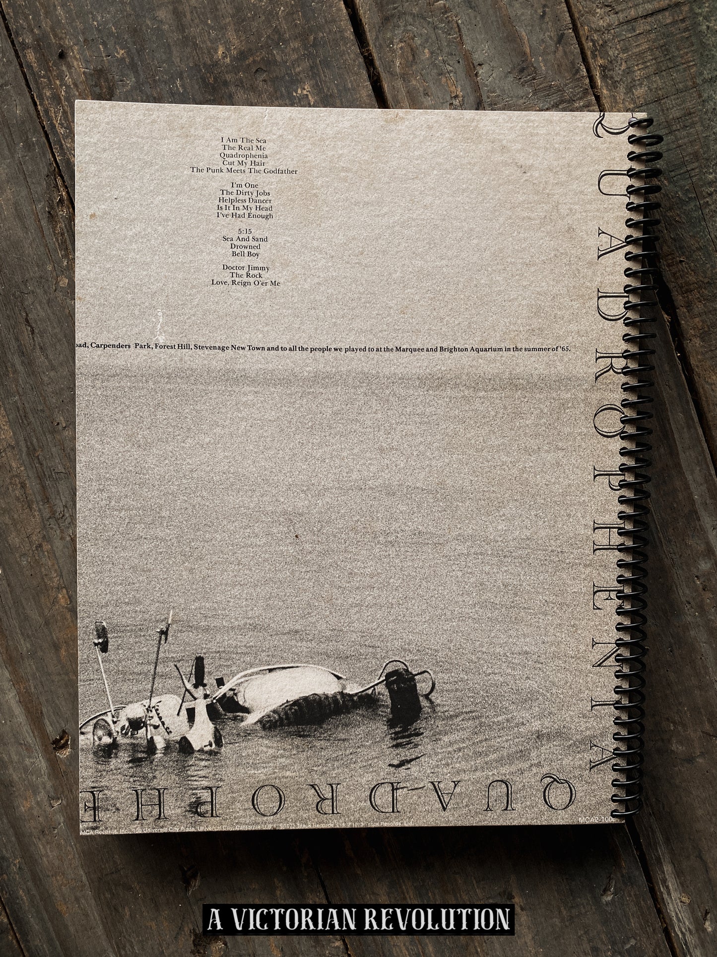 The Who - Quadrophenia - 1973 - MCA Records - Rock / Mod - Salvaged + Upcycled Vinyl LP Record Album Cover Notebook